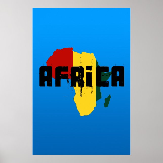 Poster Ragga Africa — mapa do estilo Reggae da África Pos (Frente)