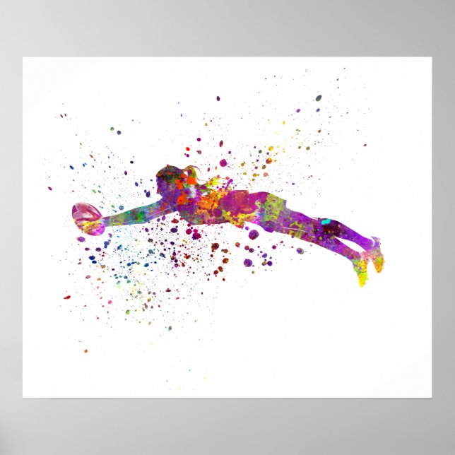 Poster Râguebi feminino em aquarela (Frente)