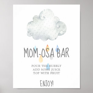 Poster Rain Cloud Boy Chá de fraldas Mãe-Osa Sinal de Bar