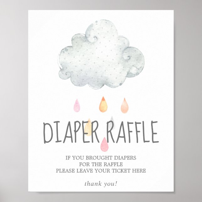 Poster Rain Cloud Girl - Fralda Raffle - Sinal de Chá de  (Frente)
