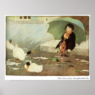 Póster Rain, Rain Go Away Nursery Rhyme Print