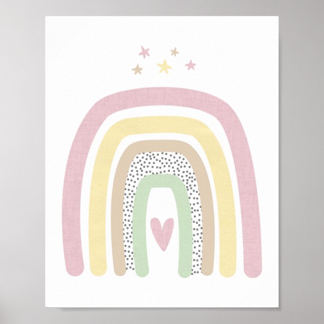 Poster Rainbow and Stars Girl Baby Wall (Frente)