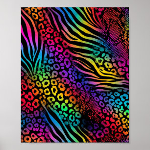 Poster Rainbow Animal Print - Arte Padrão Negrito