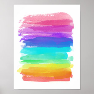 Poster Rainbow Artista Brushstrokes Minimalista Mod Happy