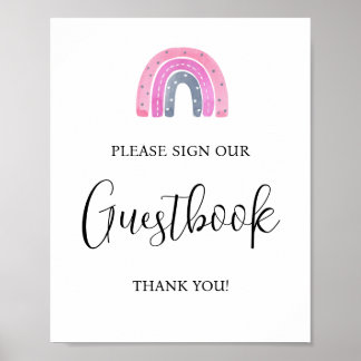 Poster Rainbow Baby Girl Guestbook Baby Shower Sign