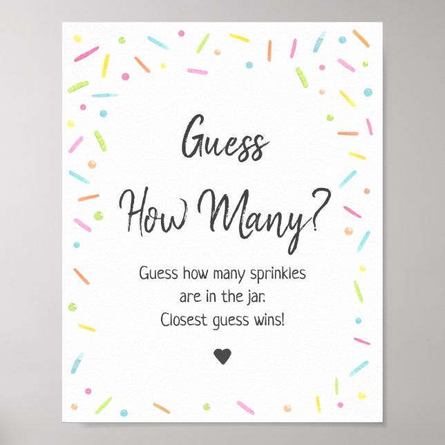 Poster Rainbow Baby Sprinkle Adivinha Quantos Jogo (Frente)