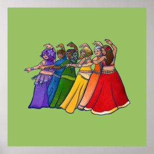 Poster Rainbow Belly Dancer Art Belly Dance