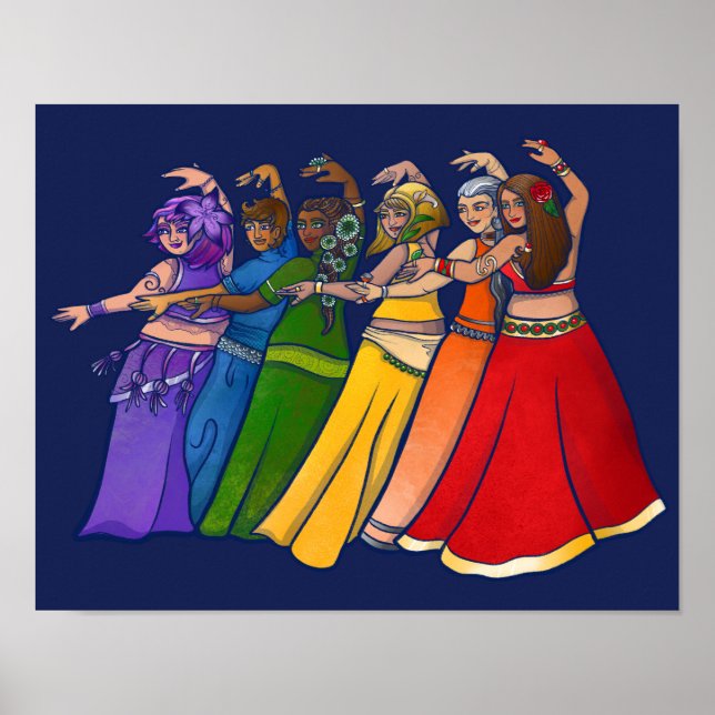 Poster Rainbow Belly Dancer Art Belly Dance Troupe (Frente)