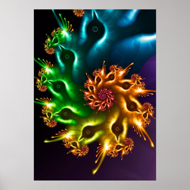 Poster Rainbow Bird Fractal (Frente)