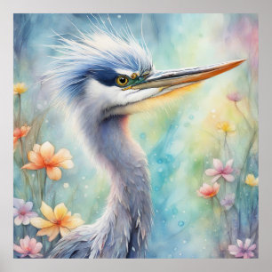 Poster Rainbow Birds Blue Heron 1