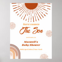 Rainbow Boho Here Comes Baby Shower Welcome