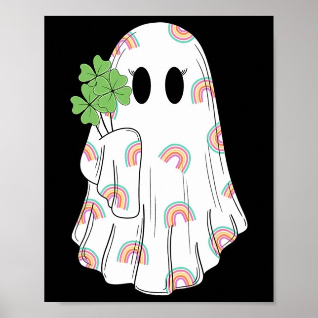 Poster Rainbow Boo Shamrock Ghost Dia de São Patrício Spo (Frente)