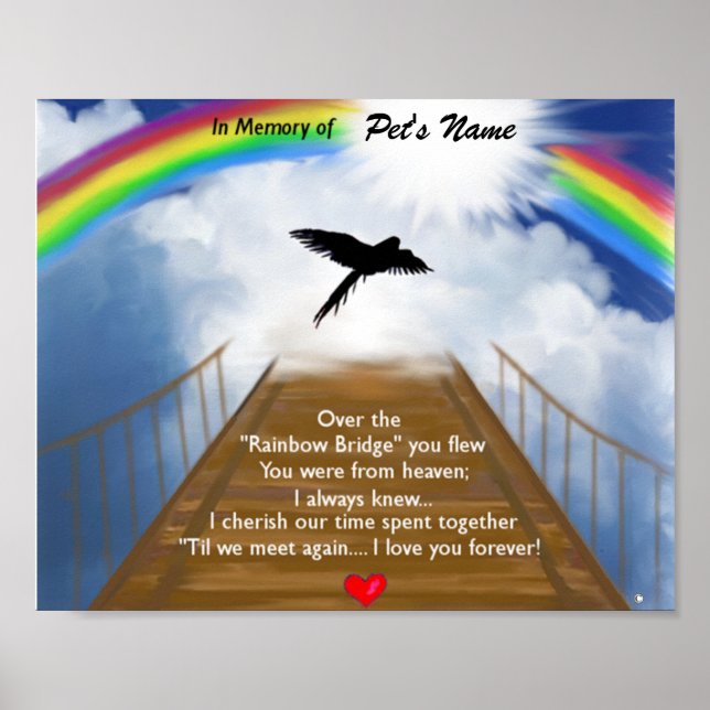 Póster Rainbow Bridge Memorial Poem for Birds (Frente)