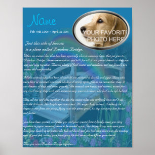 Poster Rainbow Bridge Pet Memorial - Azul