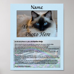Poster Rainbow Bridge Pet Memorial Blue