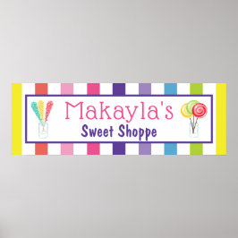 Poster Rainbow Candy Sweet Shoppe Nome Personalizado Aniv