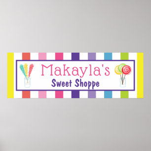 Poster Rainbow Candy Sweet Shoppe Nome Personalizado Aniv
