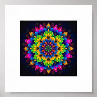 Poster Rainbow Chakra Mandala - Arte Geométrica Sagrada
