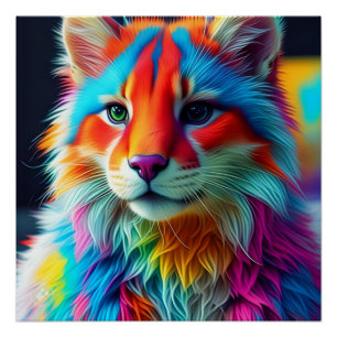 Póster Rainbow Colour Furry Cat-68587