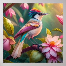 Poster Rainbow crested Jay Fantasy Bird