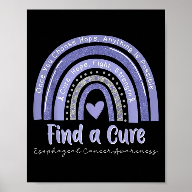 Poster Rainbow Cure Hope Lutar Contra Força Cancer Esofág (Frente)