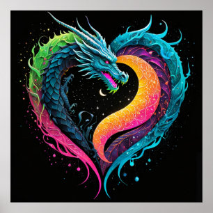 Poster Rainbow Dragon Heart