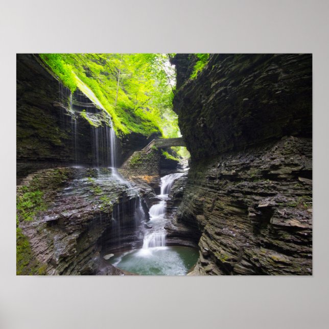 Poster Rainbow Falls & cascade, Watkins Glen, Nova Iorque (Frente)