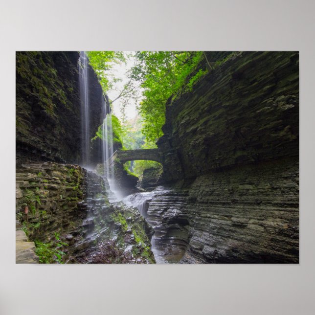 Póster Rainbow Falls & cascade, Watkins Glen, Nova Iorque (Frente)