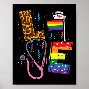 Poster Rainbow Flag Love Nurn Scrub Top Lgbt Pride Mo