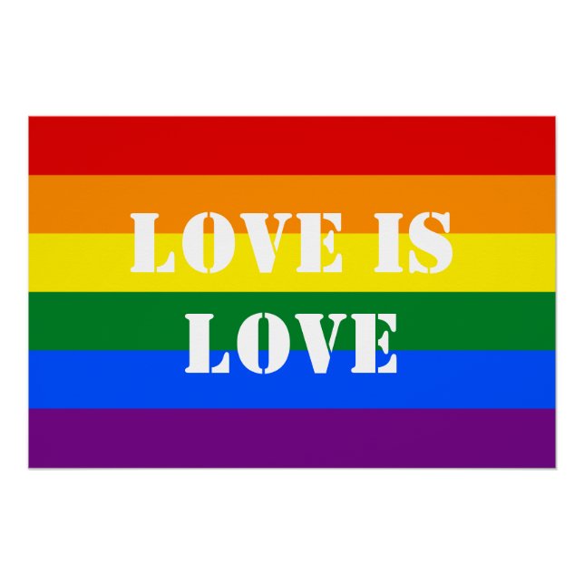 Póster Rainbow Flag Orgulho gay LGBTQ Love is Love (Frente)
