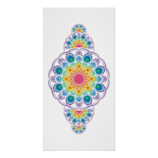 Póster Rainbow Floral Fountain Dot Ornamental Mandala