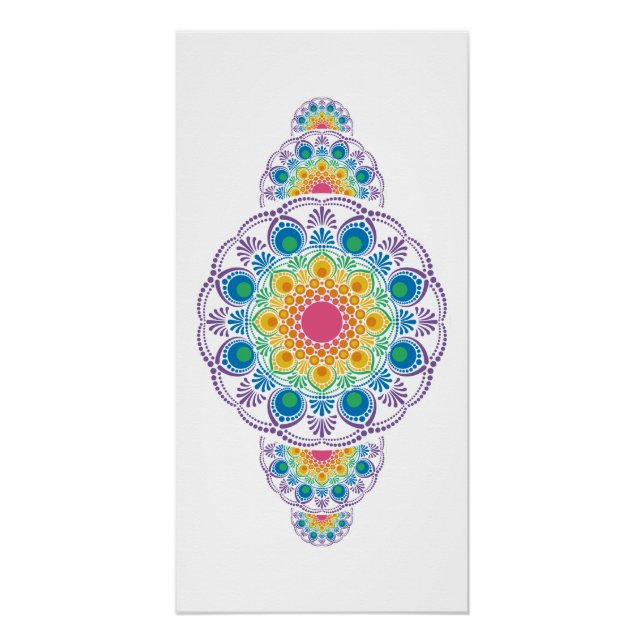 Póster Rainbow Floral Fountain Dot Ornamental Mandala (Frente)