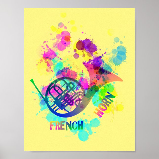 Póster Rainbow French Horn Music Themed (Frente)