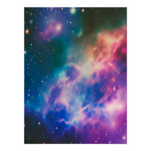 Póster Rainbow Galaxy Blooming Glossy Poster