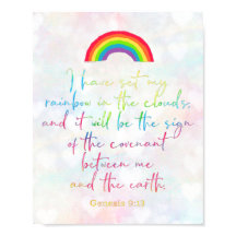 Rainbow Genesis 9 Christian Bíblia Verse Wall