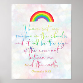 Poster Rainbow Genesis 9 Christian Bíblia Verse Wall