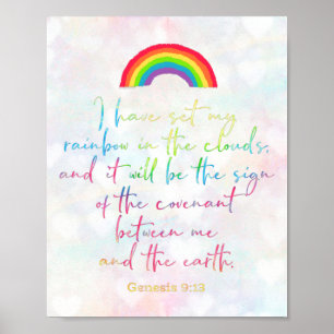 Poster Rainbow Genesis 9 Christian Bíblia Verse Wall