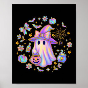Poster Rainbow Ghost Witirt Cute Pumpkin Cauldron Sp