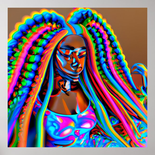 Poster Rainbow Gratuito Cabelo Negro Melanina Afro (Frente)