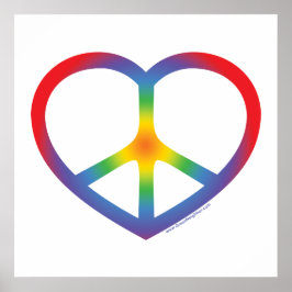 Poster Rainbow Heart, Love, Peace Sign