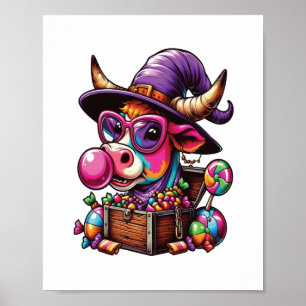 Poster Rainbow Highland Cow Halloween