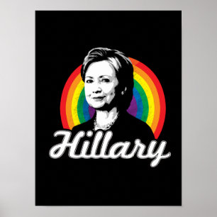Póster Rainbow Hillary - Política LGBT -