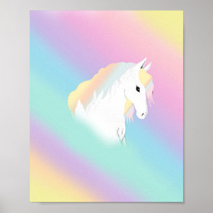 Poster Rainbow Horse Unicorn Equestrian Girly
