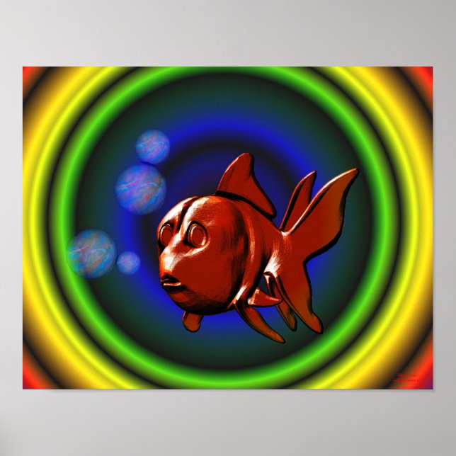 Póster Rainbow Hues Abstrato Goldfish (Frente)