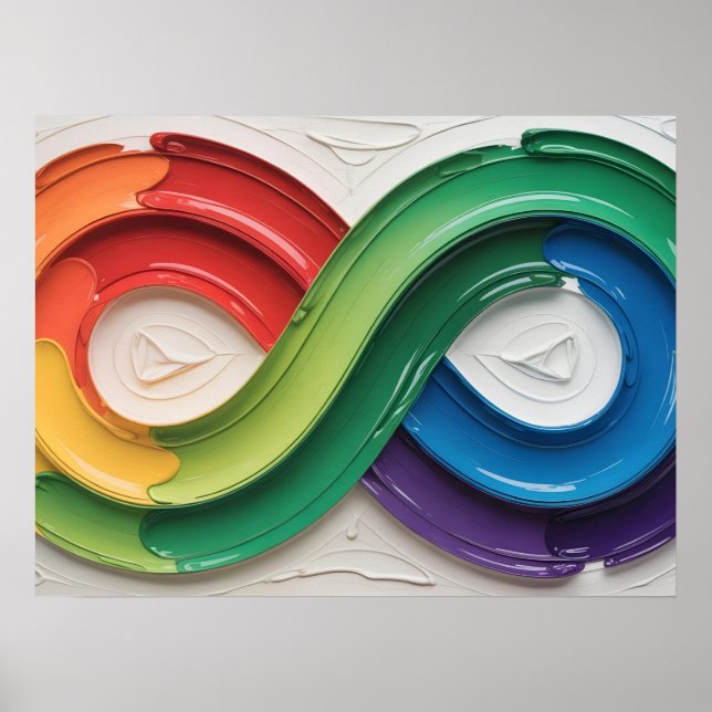 Poster Rainbow Infinity Autism - Símbolo Abstrato Art (Frente)