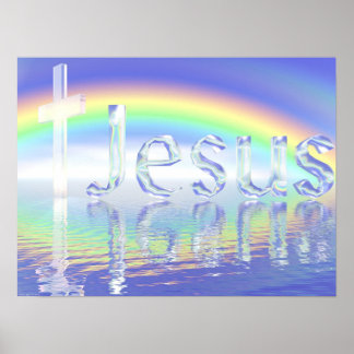 Póster Rainbow Jesus Cross
