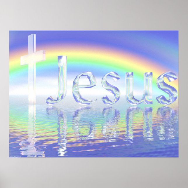 Póster Rainbow Jesus Cross (Frente)