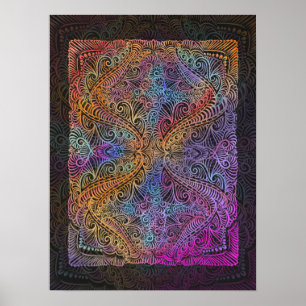 Póster Rainbow Kaleidoscope Mandala
