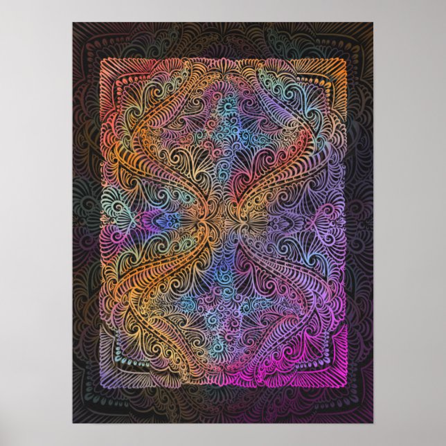 Póster Rainbow Kaleidoscope Mandala (Frente)