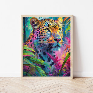 Poster Rainbow Leopard Colorful Modern Abstrato Art